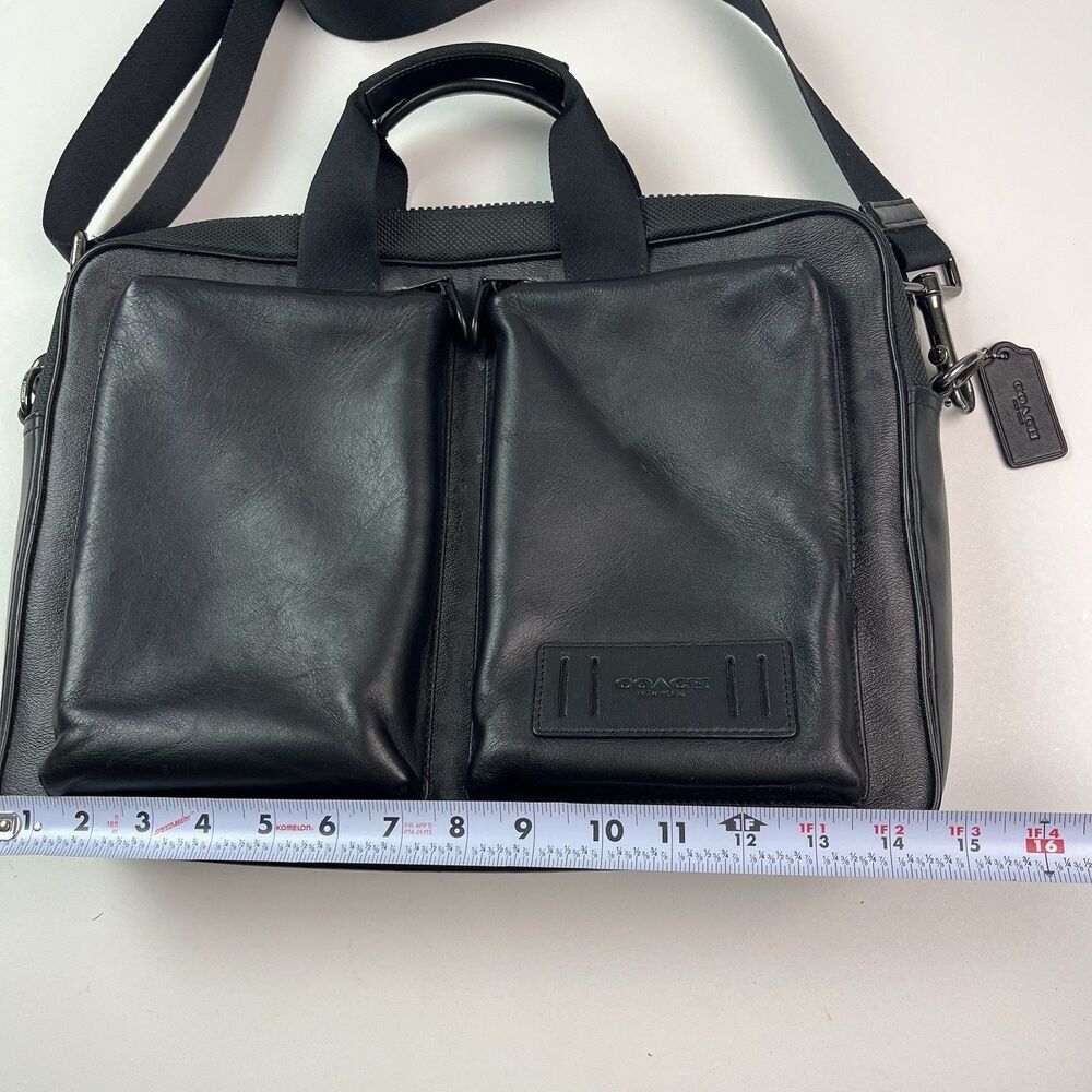 COACH Rider Briefcase Crossbody Bag Mens Signature Leather Laptop Office Travel - Picture 11 of 16